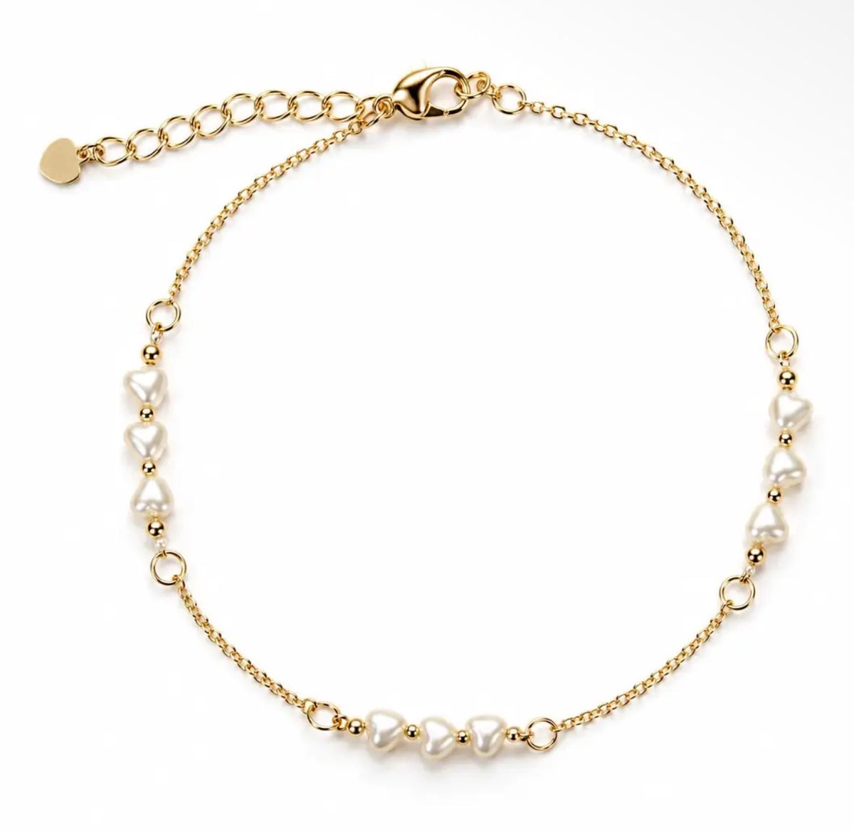 Pearl Heart Station Bracelet