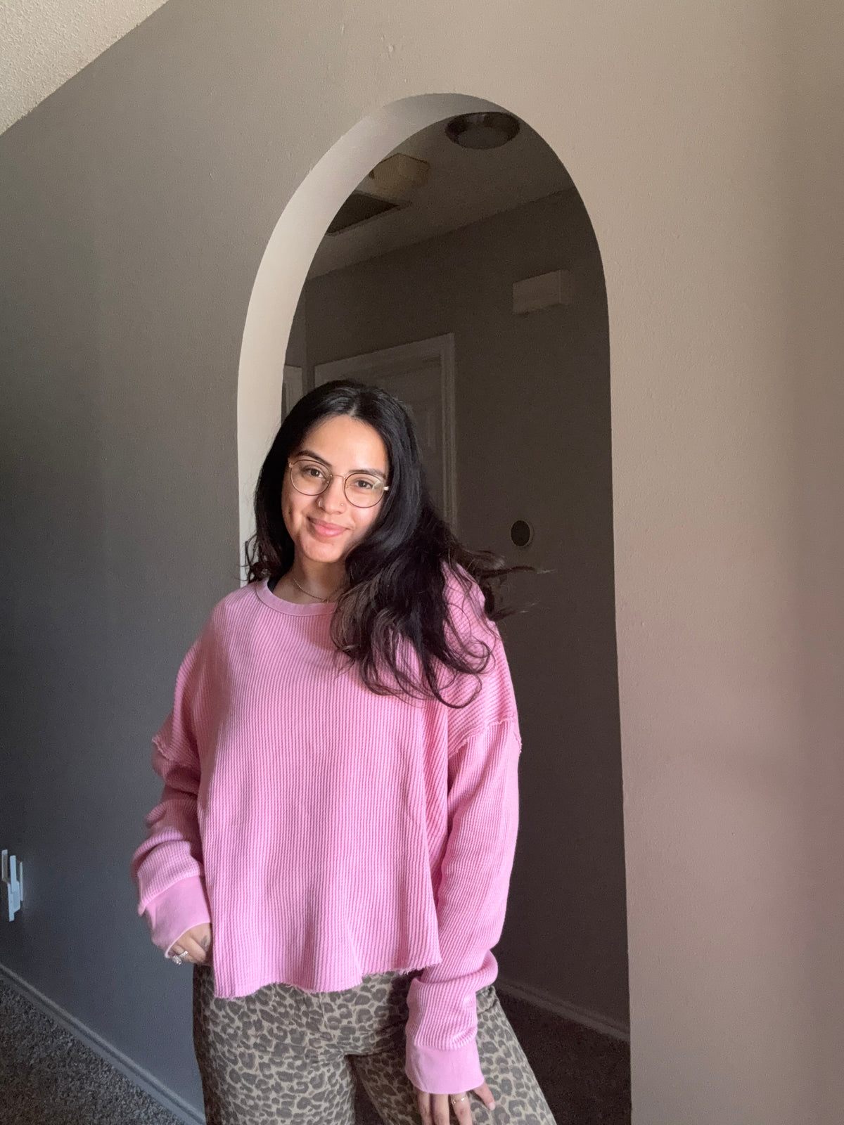 Heather Waffle Knit Top